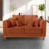 Sofá Namoradeira Viena 02 Lugares com Almofadas Decorativa Suede Terracota - Madeira Prima Deccor - 1
