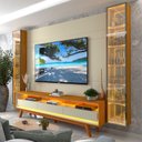 Ver imagem 1 de Rack com Painel para TV até 84 Polegadas com LED 100% MDF 293CMX238CM Pés em Madeira Maciça Espelhos Luminare Requinte