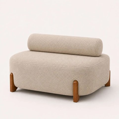 Poltrona Organica Ilha Bouclé p/ Closet e Consultório:Capuccino/Liso