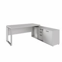 Ver imagem 5 de Mesa em L com Armário Lateral para Escritório Mesa Dinâmica Industrial 3 Gavetas Cinza F5 Office
