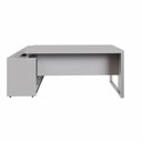 Ver imagem 3 de Mesa em L com Armário Lateral para Escritório Mesa Dinâmica Industrial 3 Gavetas Cinza F5 Office
