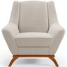 Kit 02 Poltronas Decorativa Fixa Base de Madeira Castanho Juliet D02 Bouclê Creme B-54 - Lyam Decor - 3