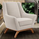 Ver imagem 2 de Kit 02 Poltronas Decorativa Fixa Base de Madeira Castanho Juliet D02 Bouclê Creme B-54 - Lyam Decor