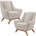 Ver imagem 1 de Kit 02 Poltronas Decorativa Fixa Base de Madeira Castanho Juliet D02 Bouclê Creme B-54 - Lyam Decor