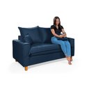 Ver imagem 5 de Sofa Living com Bau Multiuso 2 Lugares Suede Pes em Madeira: Azul Marinho