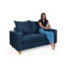 Sofa Living com Bau Multiuso 2 Lugares Suede Pes em Madeira: Azul Marinho - 5