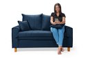 Ver imagem 4 de Sofa Living com Bau Multiuso 2 Lugares Suede Pes em Madeira: Azul Marinho