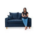 Ver imagem 4 de Sofa Living com Bau Multiuso 2 Lugares Suede Pes em Madeira: Azul Marinho