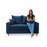 Sofa Living com Bau Multiuso 2 Lugares Suede Pes em Madeira: Azul Marinho - 4