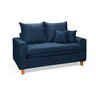 Sofa Living com Bau Multiuso 2 Lugares Suede Pes em Madeira: Azul Marinho - 1