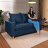 Sofa Living com Bau Multiuso 2 Lugares Suede Pes em Madeira: Azul Marinho - 2