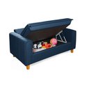 Ver imagem 6 de Sofa Living com Bau Multiuso 2 Lugares Suede Pes em Madeira: Azul Marinho
