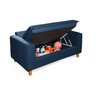 Sofa Living com Bau Multiuso 2 Lugares Suede Pes em Madeira: Azul Marinho - 6