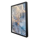 Ver imagem 1 de Quadro Decorativo Caixa Alta com Vidro Abstrato Mármore Azul Perolado TaColado Moldura Preta 90 x 60