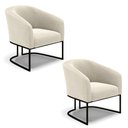 Ver imagem 1 de Kit 2 Poltronas Stella Bouclê Base Metálica Industrial Preto - D'Rossi Bege