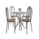 Ver imagem 2 de Conjunto Sala de Jantar Mesa Quadrada 70cm Tampo Granito com 4 Cadeiras Leia Preto/Rattan/Ocre