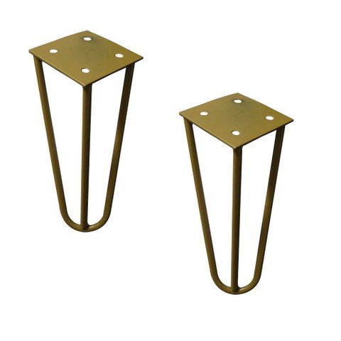Kit 2 Pés de Metal 15 CM Hairpin Legs Mesas de Centro Puffs Dourado Gran Belo Pés de Metal Hairpin L