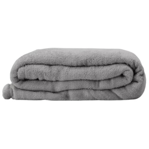 Cobertor Casal Manta Microfibra Fleece Cinza Claro