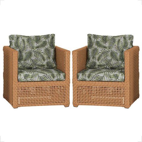 2 Poltronas Madri Alumínio Corda Náutica Estofado 5 Trama Original