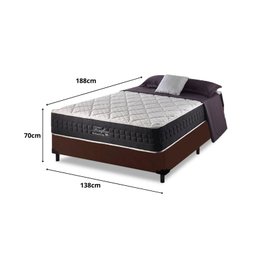 Cama Box Casal Marrom + Colchão Casal Mola Ensacada FortFlex 200kg por Pessoa Anjos 30x138x188 - 2