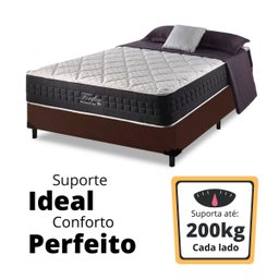 Cama Box Casal Marrom + Colchão Casal Mola Ensacada FortFlex 200kg por Pessoa Anjos 30x138x188 - 4