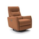 Ver imagem 7 de Poltrona do Papai Reclinável Sala de Estar Plaza USB e USB-C Gira Balança Couro Caramelo G40 - Gran
