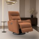 Ver imagem 1 de Poltrona do Papai Reclinável Sala de Estar Plaza USB e USB-C Gira Balança Couro Caramelo G40 - Gran