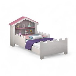Cama Juvenil Casinha Magia Branca e Rosa com Colchão - 2