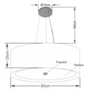 Ver imagem 2 de Lustre Pendente Cilíndrico Md-4013 Cúpula em Tecido 60x25cm Rustico Bege / Branco - Bivolt