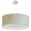 Ver imagem 1 de Lustre Pendente Cilíndrico Md-4013 Cúpula em Tecido 60x25cm Rustico Bege / Branco - Bivolt