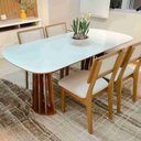 Ver imagem 2 de Conjunto Mesa de Jantar com 4 Cadeiras Estofadas e Encosto Palinha 100% Mdf Dalla Costa
