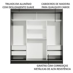Guarda-roupa Casal Madesa Reno 3 Portas de Correr - 6