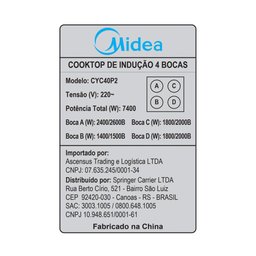 Cooktop 4 Bocas de Indução Even Pro Midea Cyc40p2 - 220v - 7