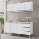 Ver imagem 2 de Kit de Cozinha Andréia Balcão 160cm Branco com Tampo Mdp e Aéreo - Ajl Móveis