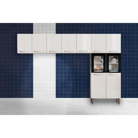 Cozinha Modulada Bertolini Evidence 3 Peças (2aéreos+1paneleiro) Cpt65 Branco/preto-bertolini