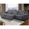 Sofá Retrátil Reclinável 6 Lugares 320cm com Pillow Veludo Cinza Alasca Megasul - 1