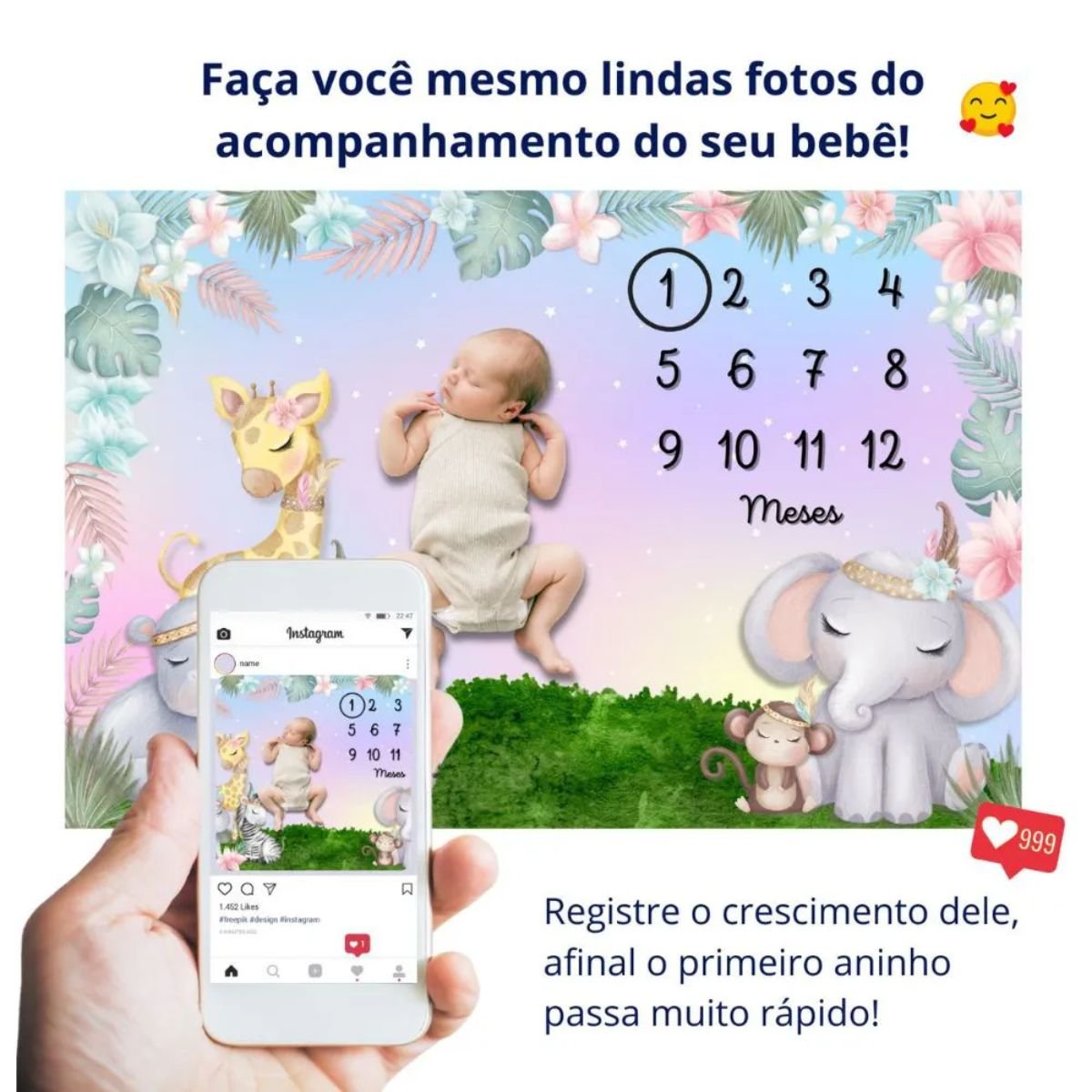 Lençol Painel Cenário de Foto Bebê Mêsversário Safari Menina Minha Estrelinha Lençol Cenário para Fo - 5