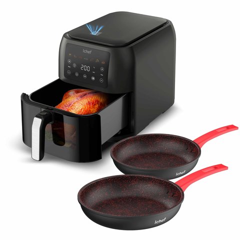 Fritadeira Elétrica Airfryer Max Space 8l e Panelas First Sauté Petit 20cm e Sauté Grand 24cm | 220v