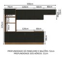 Ver imagem 4 de Armário de Cozinha Completa 330cm Rustic Preto Agata Madesa 01