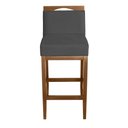 Ver imagem 2 de Banqueta Alta Lyara em Madeira Maciça com Encosto estofada Suede Cinza Marinho Móveis Banqueta Lyara