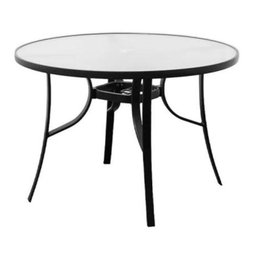 Mesa Área Externa Redonda Macaé Rivatti Aluminio Preto 107 Cm (larg) Tampo Vidro Temperado Jateado - 1