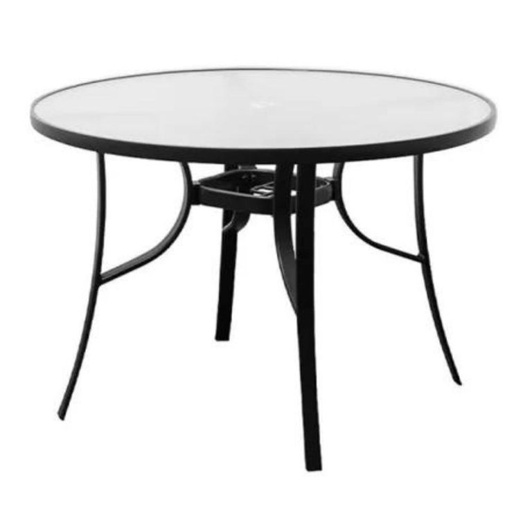 Mesa Área Externa Redonda Macaé Rivatti Aluminio Preto 107 Cm (larg) Tampo Vidro Temperado Jateado Mesa Área Externa Redonda Macaé Rivatti Aluminio Preto 107 Cm (larg) Tampo Vidro Temperado Jateado