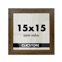 Ver imagem 1 de Kit 10 Molduras 15x15cm com Vidro e Fundo para Quadros Fotos Cor:tabaco