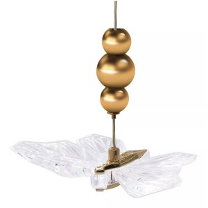 Pendente Borboleta Lite Dourado Polido Led 7w Bivolt 3 Cores 3000k 4000k 6500k Metal e Acrílico Inte