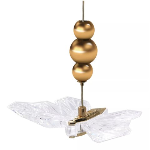 Pendente Borboleta Lite Dourado Polido Led 7w Bivolt 3 Cores 3000k 4000k 6500k Metal e Acrílico Inte