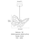 Ver imagem 6 de Pendente Borboleta Lite Dourado Polido Led 7w Bivolt 3 Cores 3000k 4000k 6500k Metal e Acrílico Inte