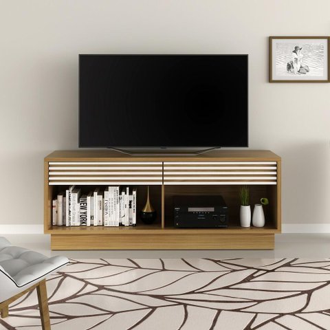Rack Tv 42" Com 2 Gavetas Cr45009 Natural/Off White