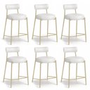 Ver imagem 5 de Banqueta Cozinha Média com Encosto Industrial Champanhe Kit 6 Londres PU Branco D03 - D'Rossi