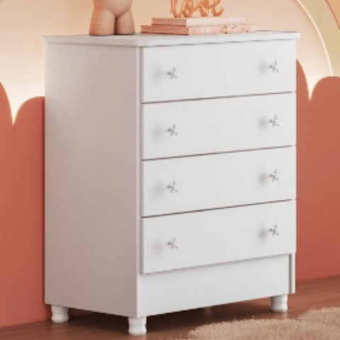 Cômoda Roupas Quarto Infantil Bebê 4 Gavetas Doce Sonho Cod.777:Branco