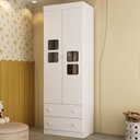 Ver imagem 1 de Guarda-roupa Infantil 62cm 2 Portas com Vidro e 2 Gavetas Brisa Multimóveis Mp4424 Branco